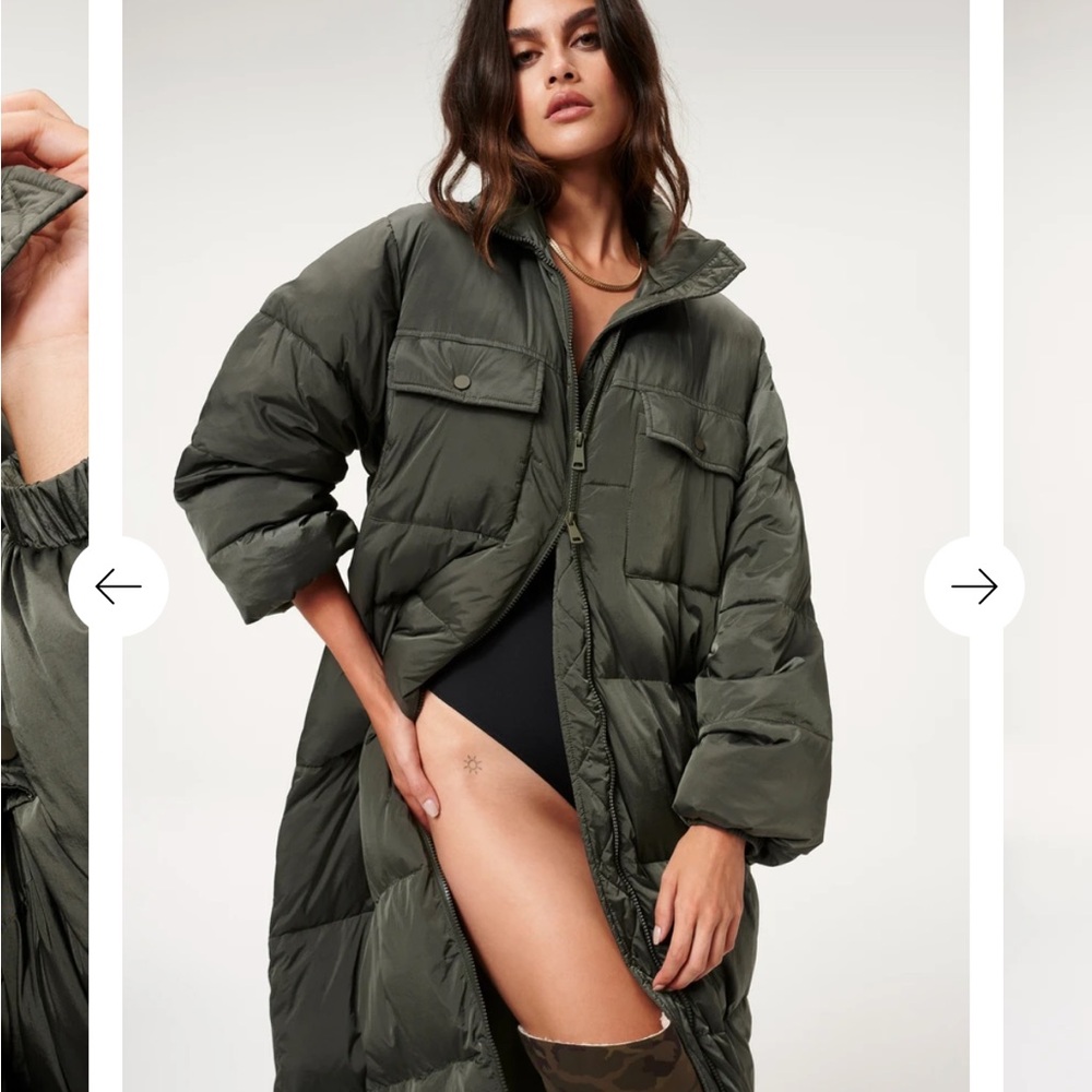 Good American Dark Green Puffer Jacket